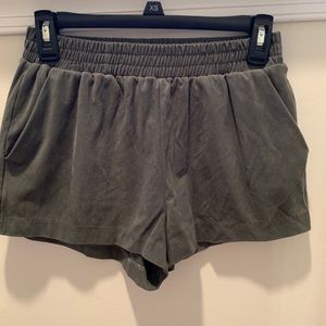 Army Green Velvet Shorts